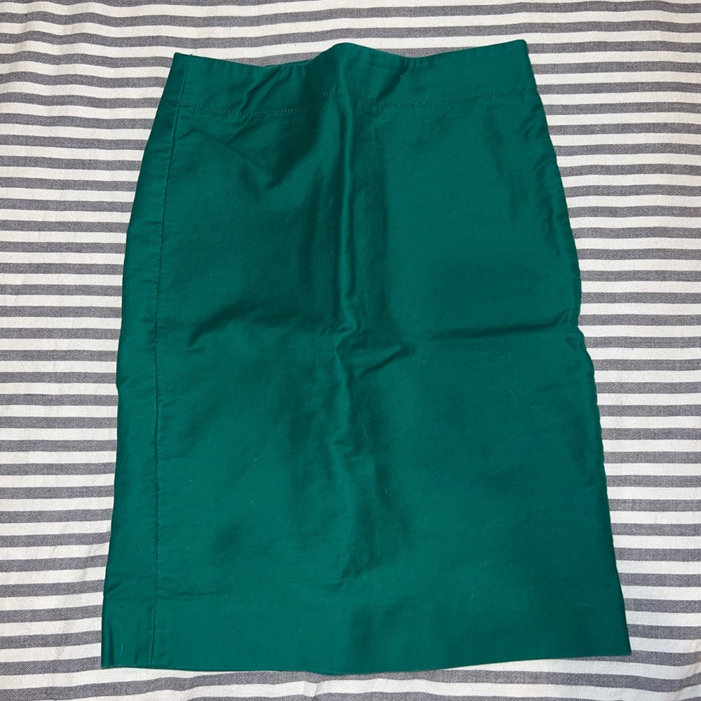 J Crew Kelly Green Pencil Skirt, Size O 100% Cotton